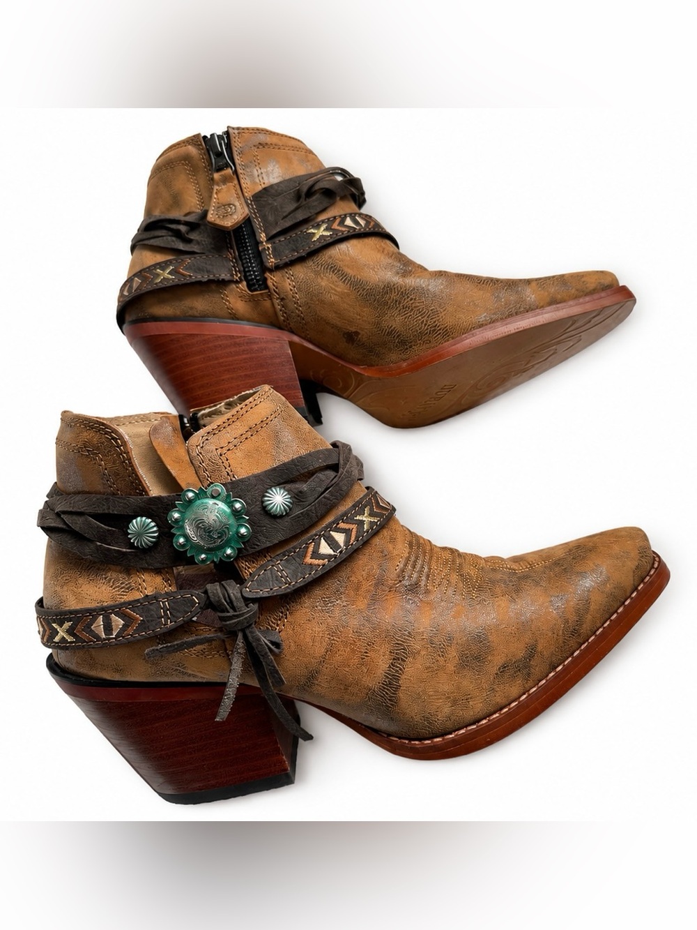 Durango Crush Women’s Western Ankle Boots DRD0398 Brown Leather Size 7.5M NWOB